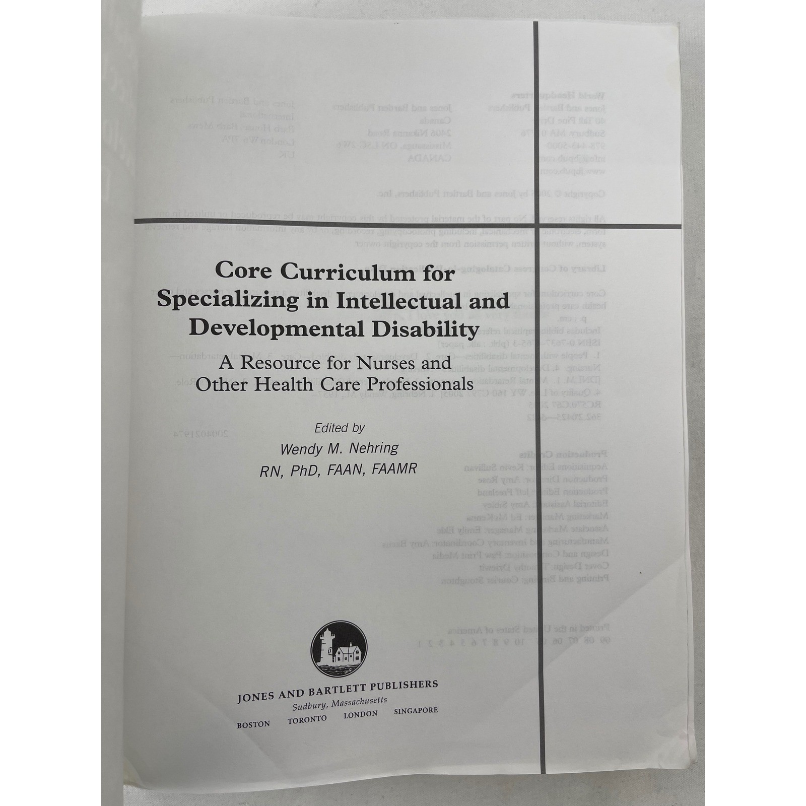 Jones and Bartlett Core Curriculum Intellectual Developmental Disability