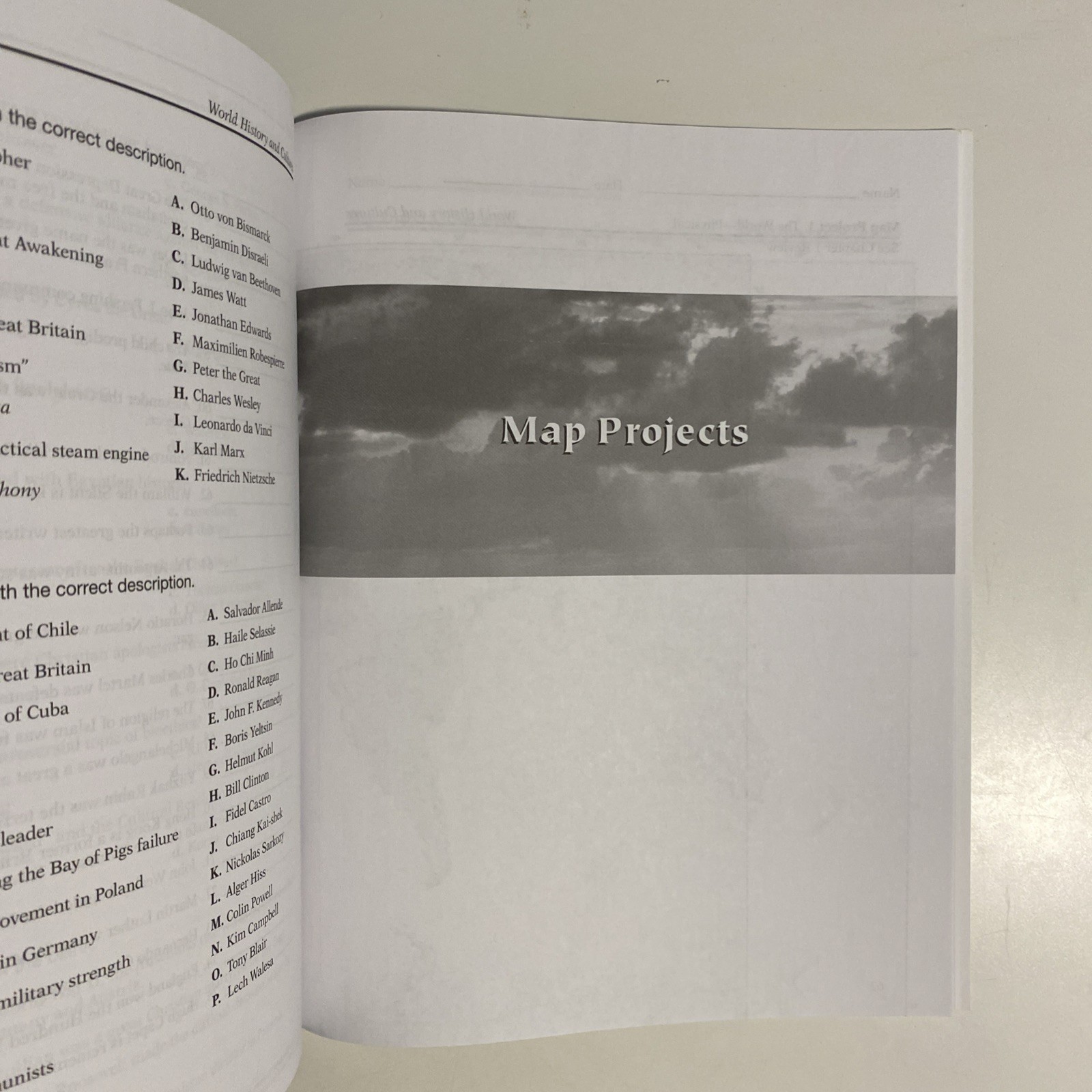 World History and Cultures Test and Map Project Book third ed